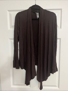 MOA Collection Women’s Brown Drape Front Cardigan Sweater